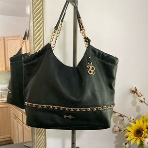 Jessica Simpson Black and Gold Shoulder Bag